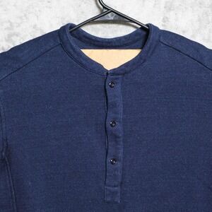 Freemans Sporting Club Sweater Mens Large Navy Blue Henley Cotton Made In USA